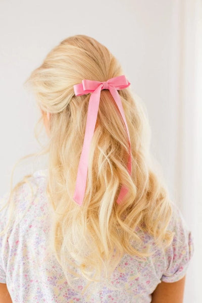 Pink Satin Double Hair Bow