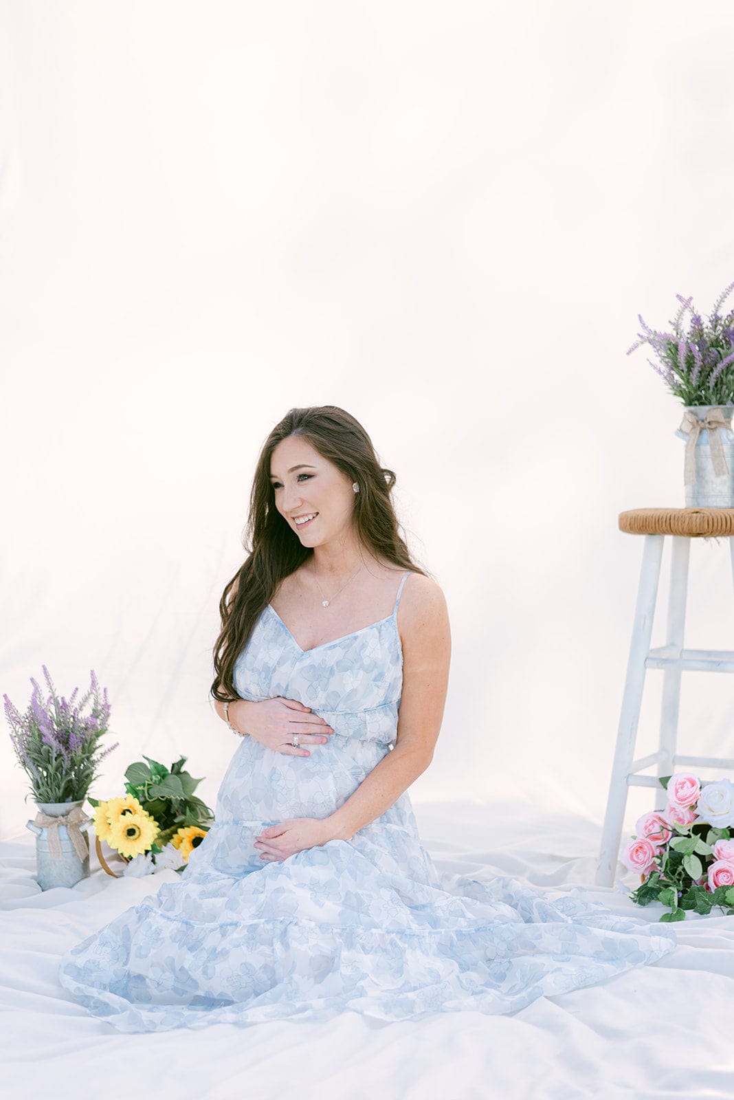 White & Blue Floral Tiered Maxi Dress | Select Trends Boutique