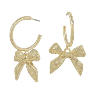 Gold Bow Detail Hoop Earrings