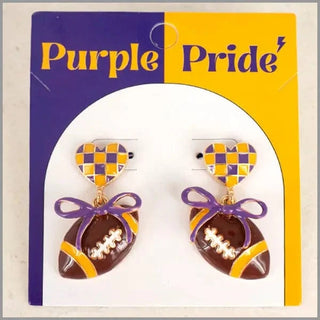Purple & Gold Football Stud Drops