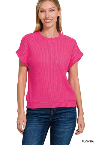 Hot Pink Banded Bottom Knit Top