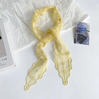 Yellow Embroidered Lace Neck Scarf