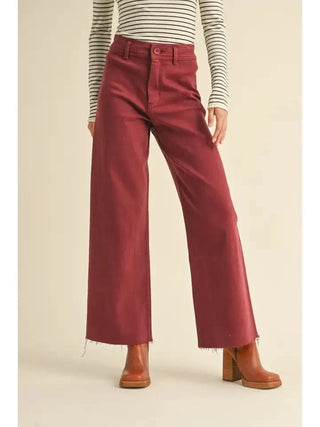 Maroon Wide Leg Jeans