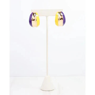 Purple & Gold Chunky Hoops