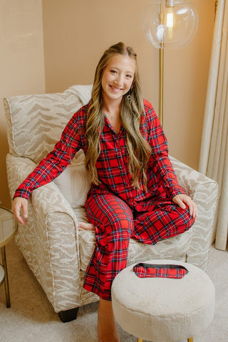 3 Piece Red Plaid PJ Set