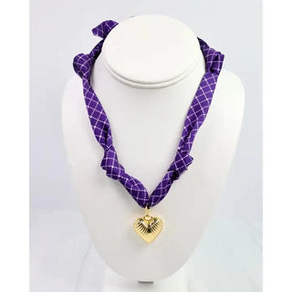 Purple Heart Charm Scarf Necklace