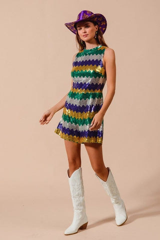 Mardi Gras Sequin Sleeveless Romper