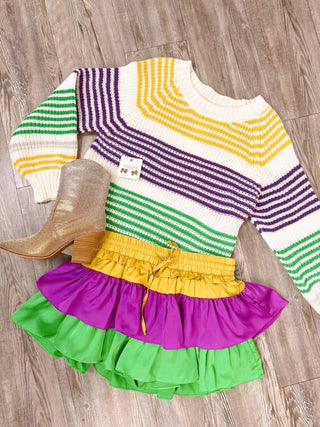 Mardi Gras Striped Sweater