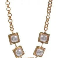 Gold Pearl Accent Statement Necklace