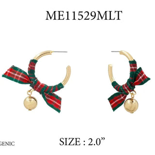 Christmas Plaid Hoop Earrings