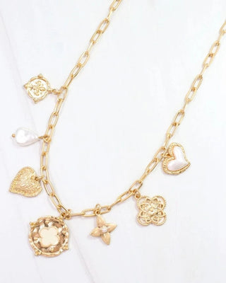 Gold Multi Pendant Charm Necklace