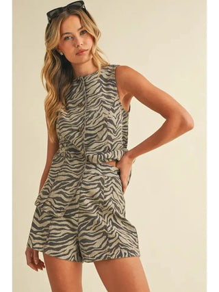 Tiger Print Vest & Short Set