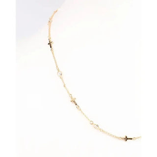 Gold Crystal Cross Detail Necklace