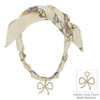 Bow Charm Lavender Scarf Necklace
