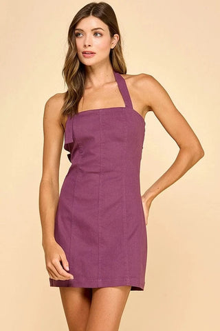 Purple Back Buckle Mini Dress