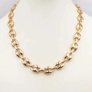 Gold Chunky Oval Chain Necklace