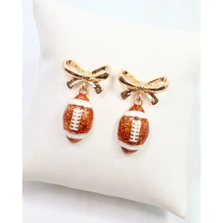 Bow Football Stud Drop Earrings
