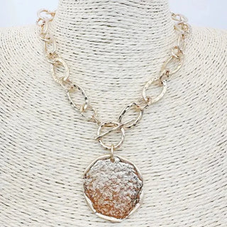 Gold Large Coin Pendant Necklace