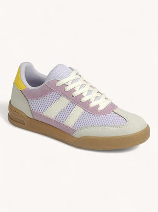Purple & Yellow Mesh Detail Court Sneakers