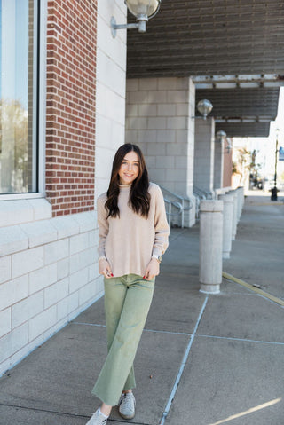 Avocado Green Wide Leg Jeans