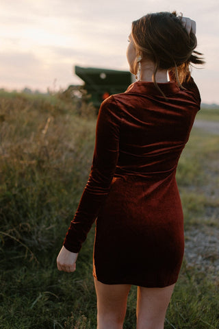 Amber Velvet Ruched Dress from Select Trends Boutique