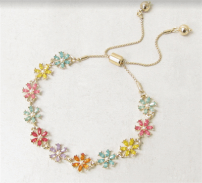 Multicolored Crystal Flower Bracelet