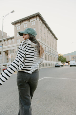 Black & White Striped Collared Top