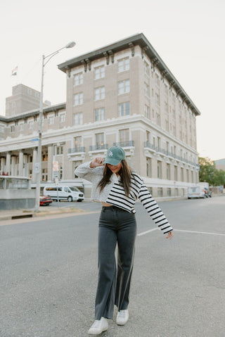 Black & White Striped Collared Top