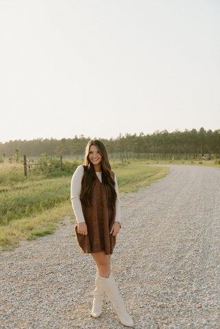 Brown Oversized Knit Sweater Vest