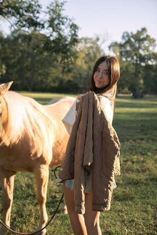 Brown Quilted Button Down Jacket