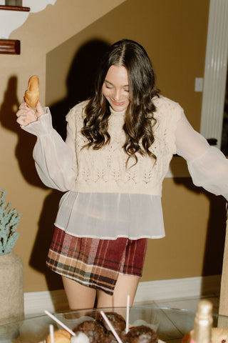 Burgundy Plaid Wool Mini Skort