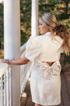 Cream Bow Back Blazer Dress