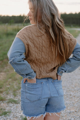 Cream & Denim Combo Sweater