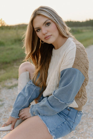 Cream & Denim Combo Sweater