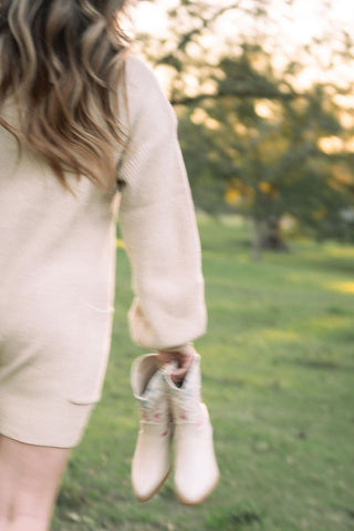 Cream Floral Combo Booties