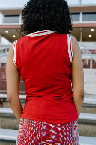 Crimson & White Sequin Sleeveless Jersey