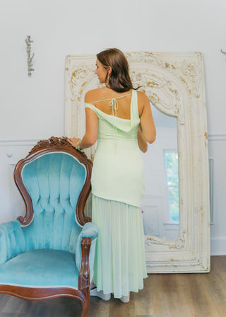Lime Drop Shoulder Sheer Maxi Dress
