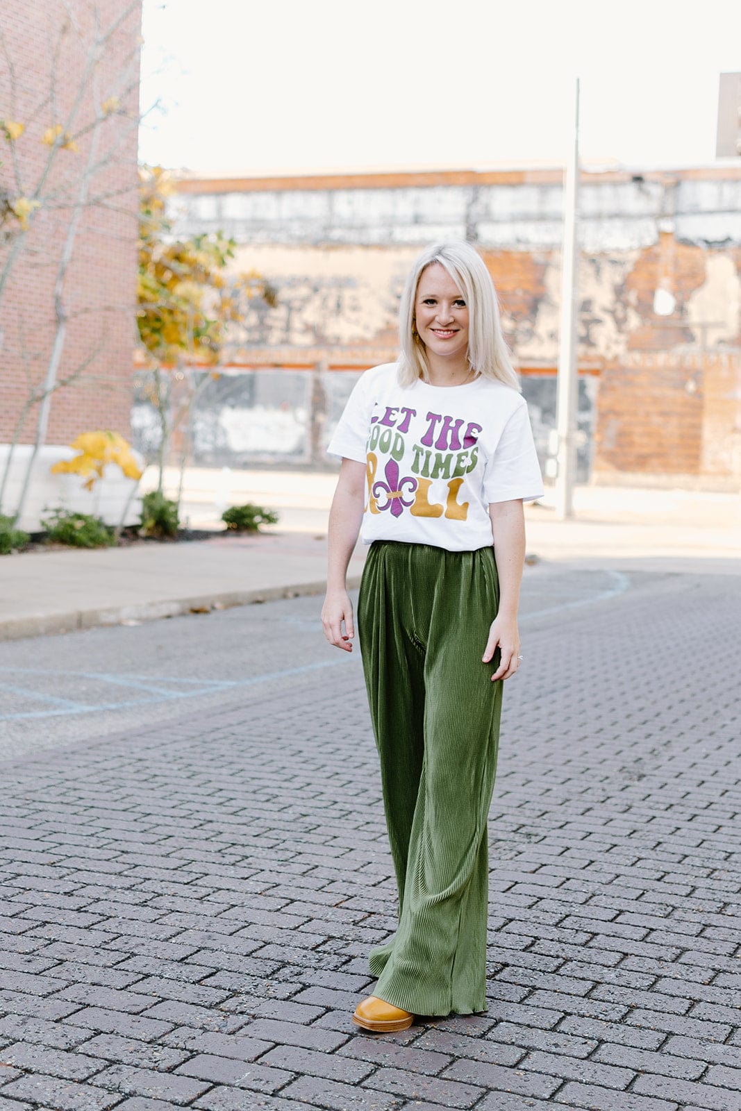 Olive Green Pleated Pants