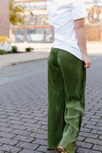 Olive Green Pleated Pants