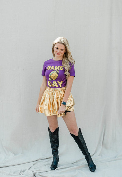 Purple Sequin Game Day Tee