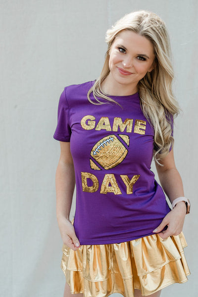 Purple Sequin Game Day Tee