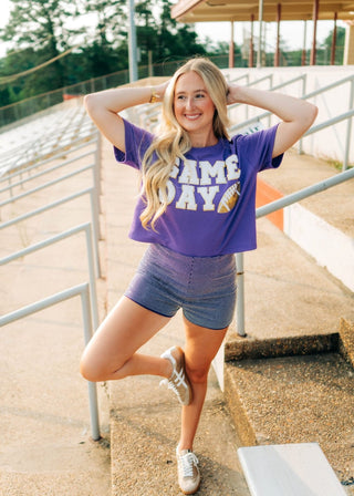 Purple Gameday Football Patch Top