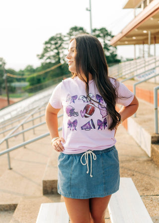Purple Coquette Football Tee