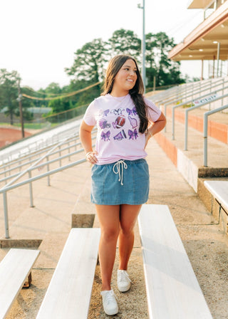 Purple Coquette Football Tee
