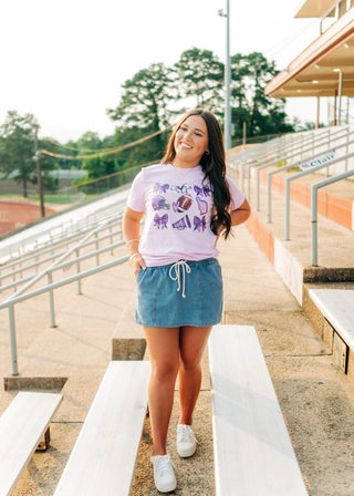 Purple Coquette Football Tee