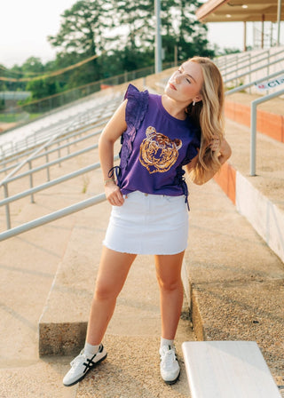 Purple & Gold Sequin Tiger Top