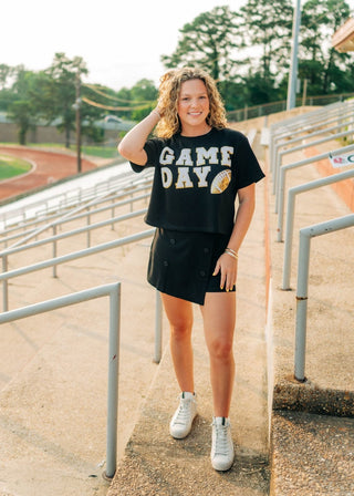 Black Gameday Football Patch Top