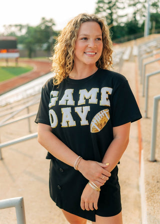 Black Gameday Football Patch Top