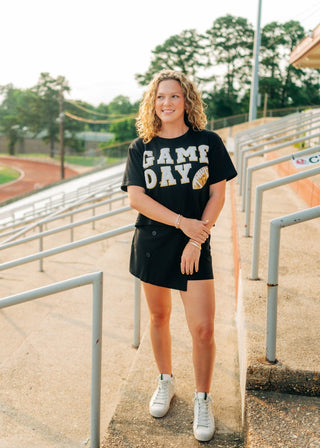 Black Gameday Football Patch Top