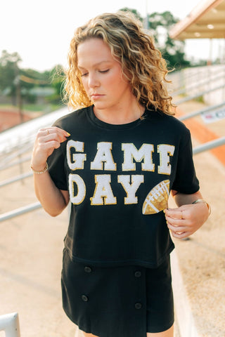 Black Gameday Football Patch Top